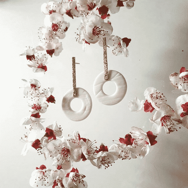 Porcelain and hand-wrought brass earrings